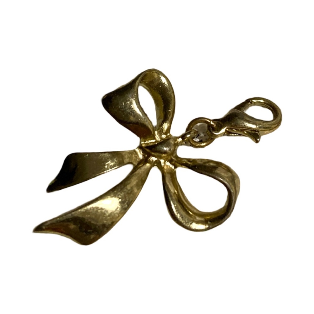Bow Ribbon Charm w/ clasp Goldtone Vtg